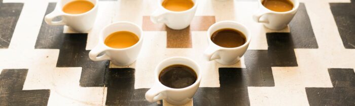 cups with different colored coffee