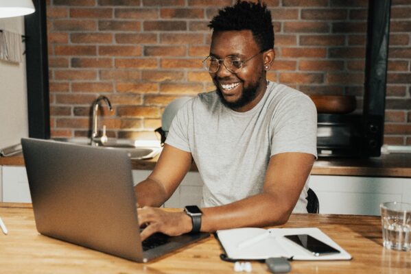 man working on laptop